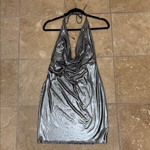 Glamorous Metallic Backless Dress